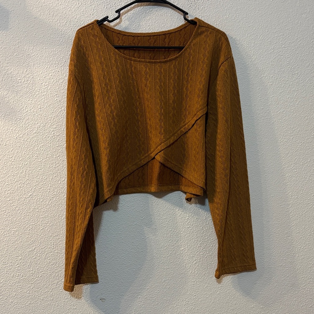 No Brand Brown Long Sleeve Cropped Sweater